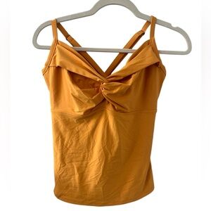Athleta Twist-Up Tankini Swim Top in Mustard Yellow Size 36D/DD NWOT